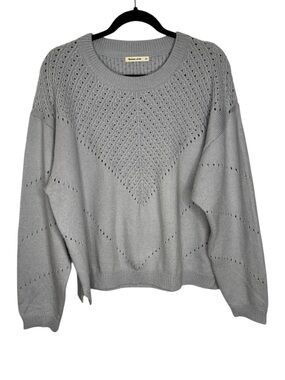 Marine Layer Olivia Crewneck Cashmere Blend Sweater in Slate Size XL